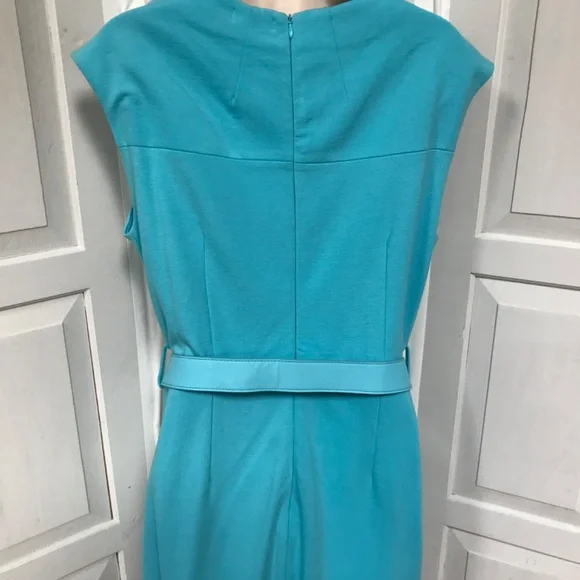 Tyler Boe Sleeveless Turquoise Belted Dress - Picture 14 of 15